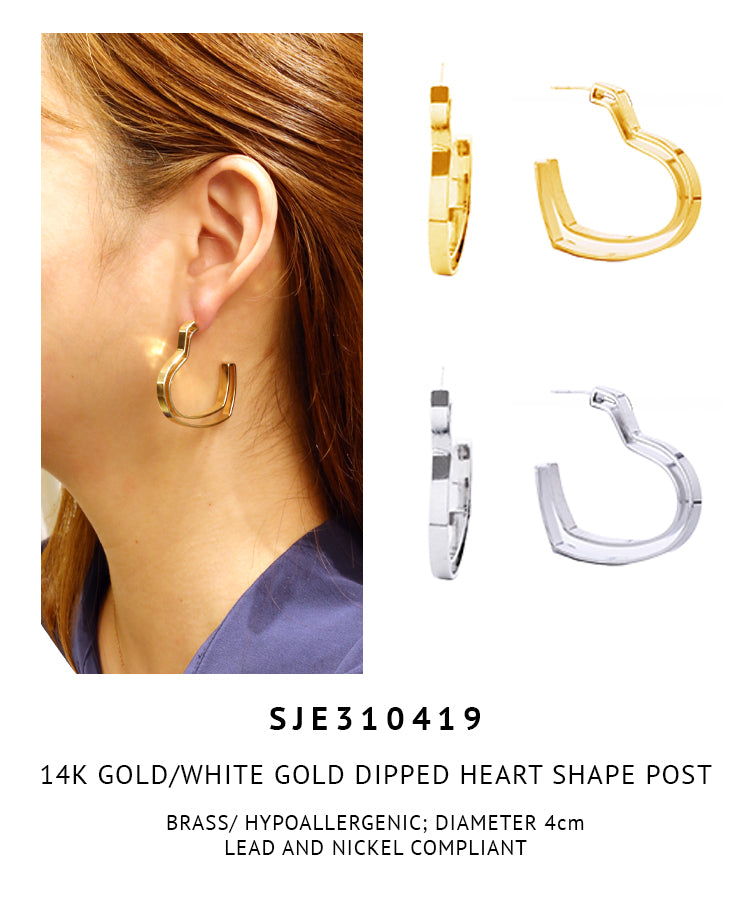 14K Gold Dipped Heart Post Earrings