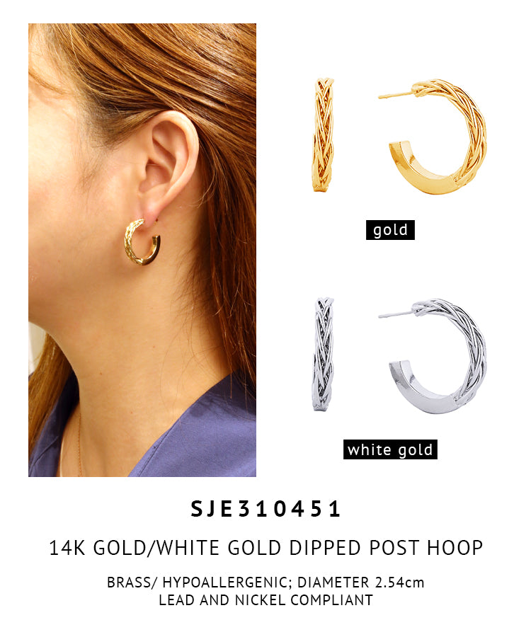 14K Gold Dipped Pin Catch Hoop Earrings