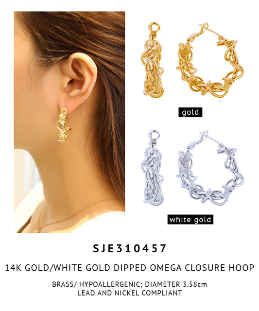 14K Gold Dipped Omega Closure Earrings