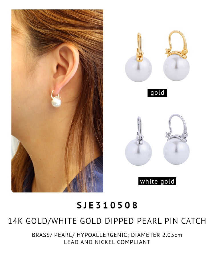 14K Gold Dipped Pearl Pincatch Earrings