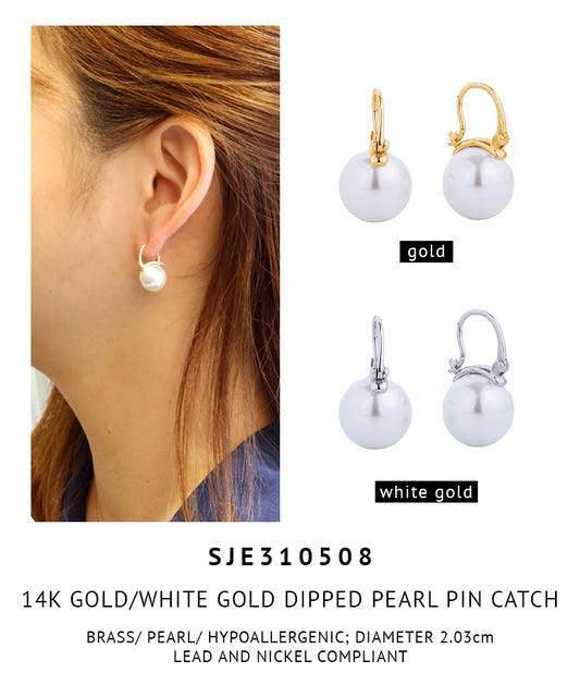 14K Gold Dipped Pearl Pincatch Earrings