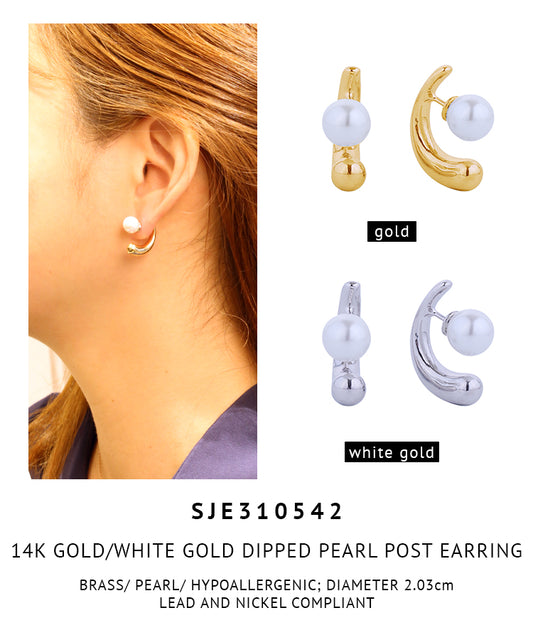 14K Gold Dipped Pearl Earrings