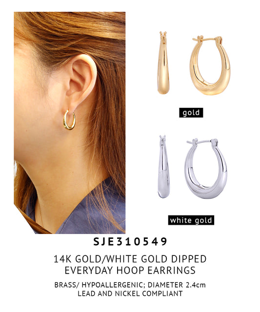 14K Gold Dipped Everyday Pincatch Hoop Earrings