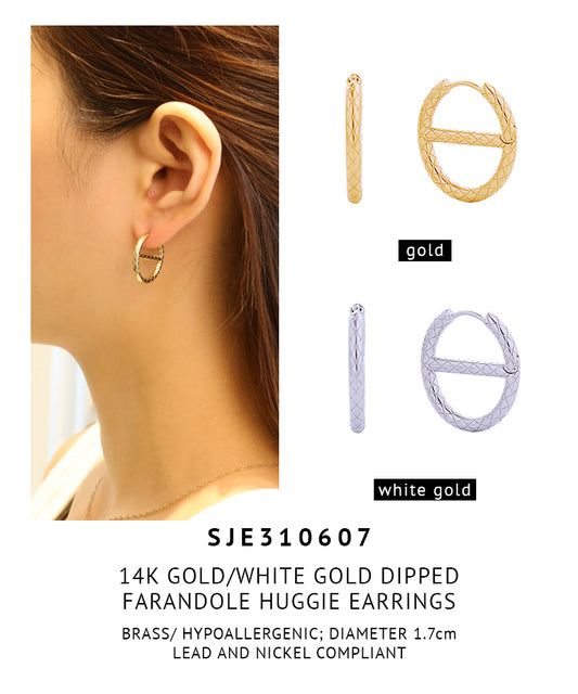 14K Gold Dipped Farandole Huggie Earrings