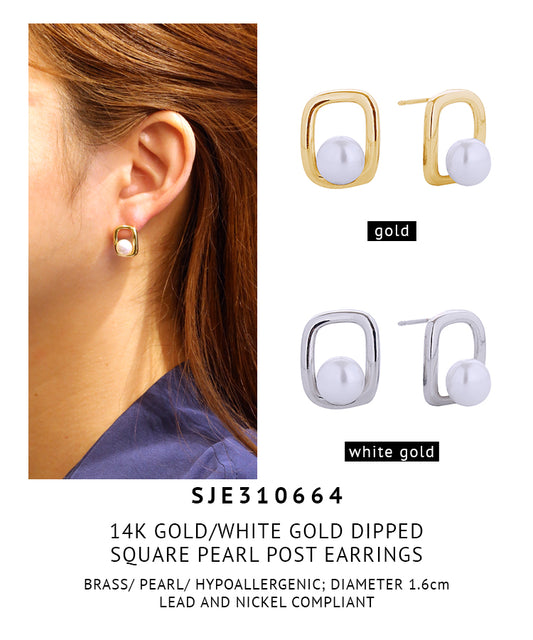 14K Gold Dipped Square Post Earrings