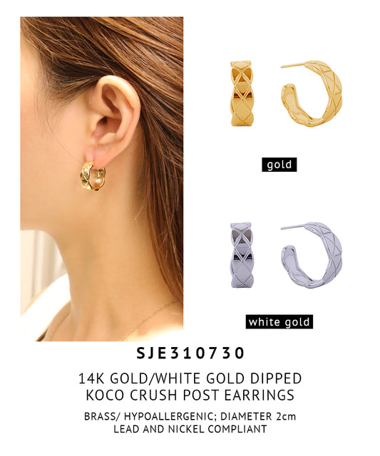 14K Gold Dipped Koco Crush Post Earrings