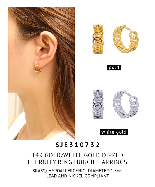 14K Gold Dipped Eternity Ring Huggie Earrings