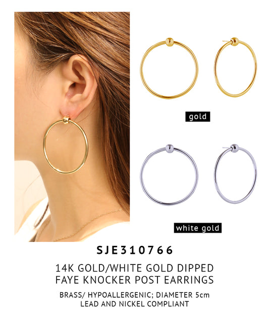 14K Gold Dipped Faye Knocker Post Earrings