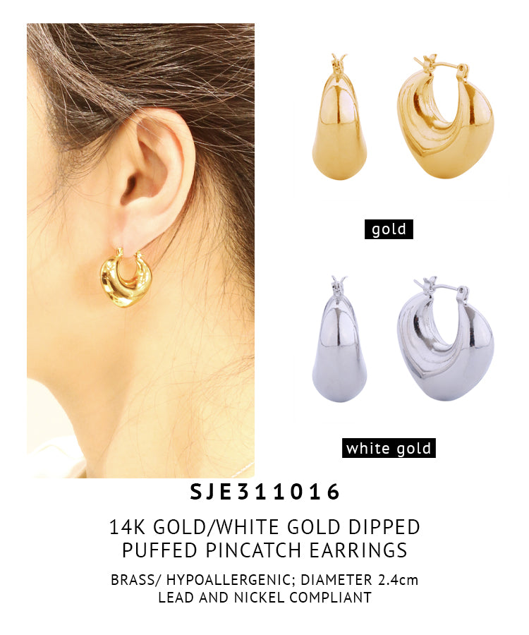 14K Gold Dipped Puffed Pincatch Earrings Do Everything In Love 14k-gold-dipped-puffed-pincatch-earrings-do-everything-in-love