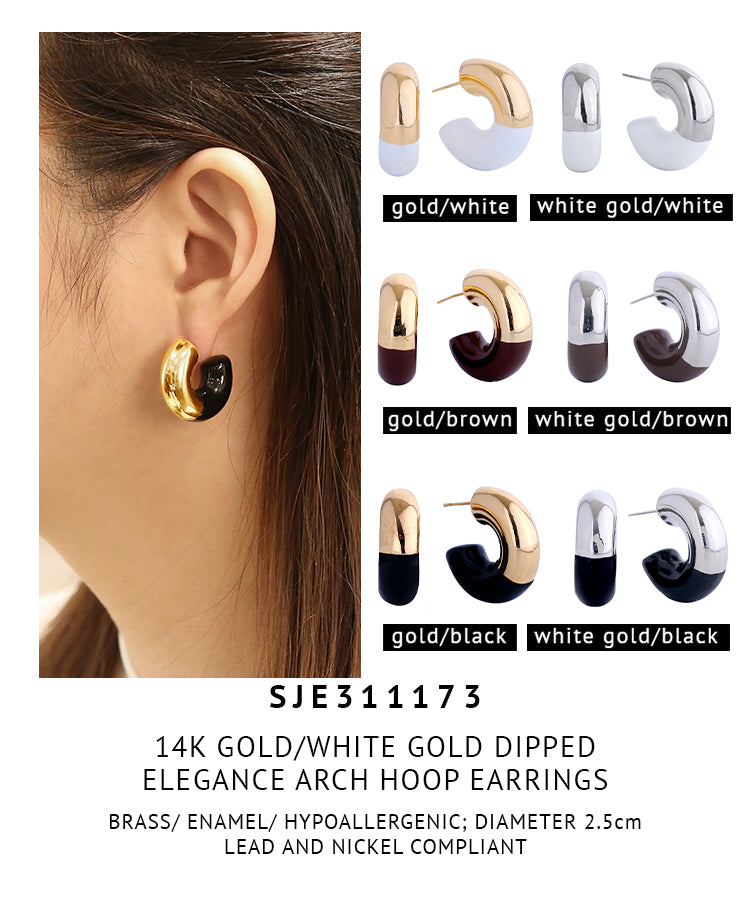 14K Gold Dipped Elegance Arch Hoop Earrings