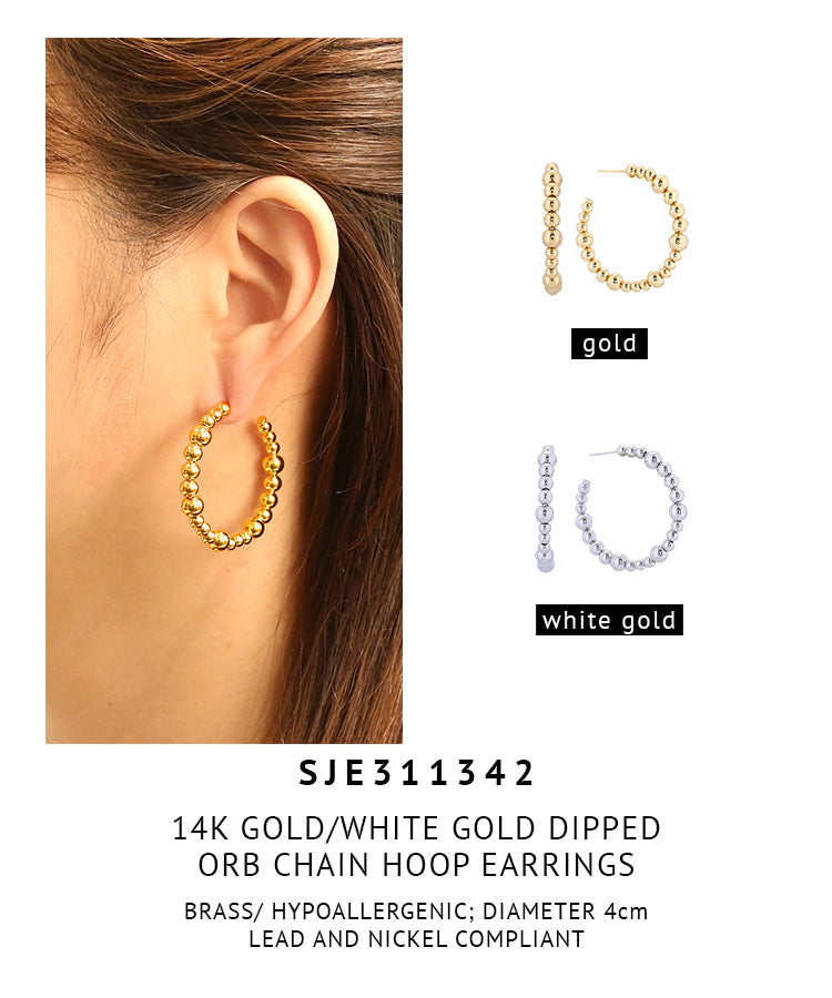 14K Gold Dipped ORB Chain Hoop Earrings