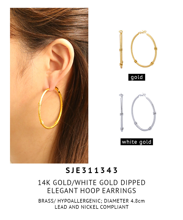 14K Gold Dipped Elegant Hoop Earrings