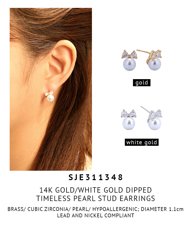 14K Gold Dipped Timeless Pearl Stud Earrings