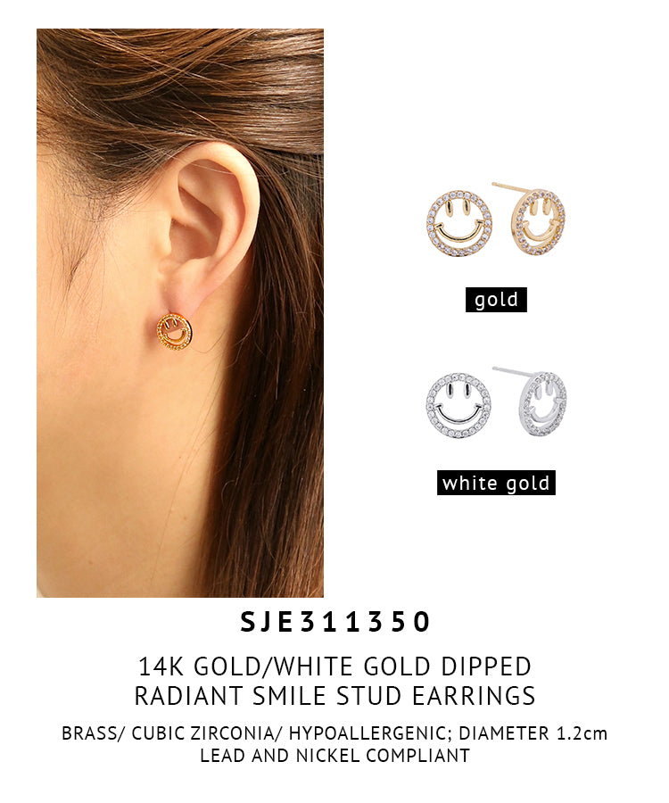 14K Gold Dipped Radiant Smile Stud Earrings