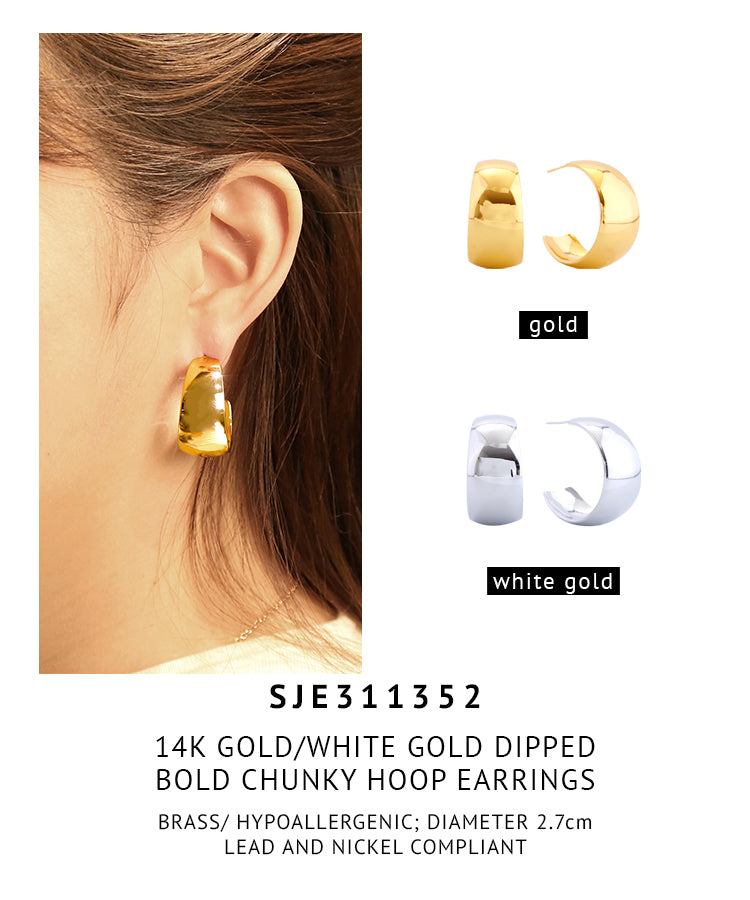 14K Gold Dipped Bold Chunky Hoop Earrings