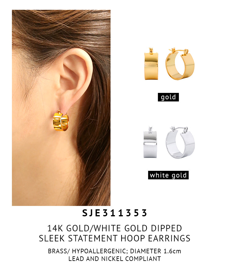 14K Gold Dipped Sleek Statement Hoop Earrings