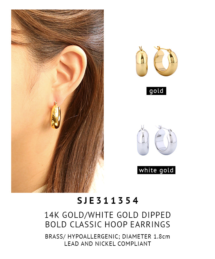 14K Gold Dipped Bold Classic Hoop Earrings