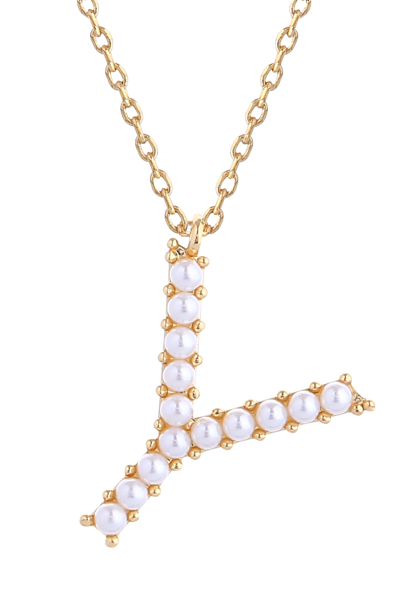 14K Gold Dipped Pearl initial Necklace
