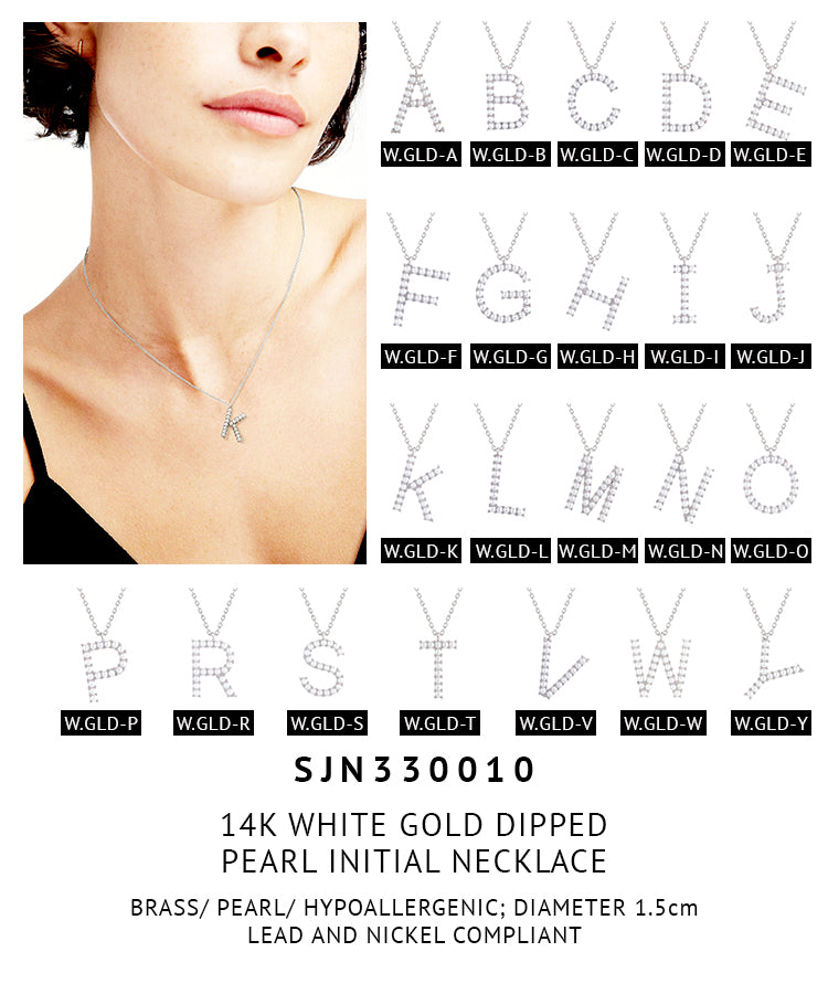 14K Gold Dipped Pearl initial Necklace