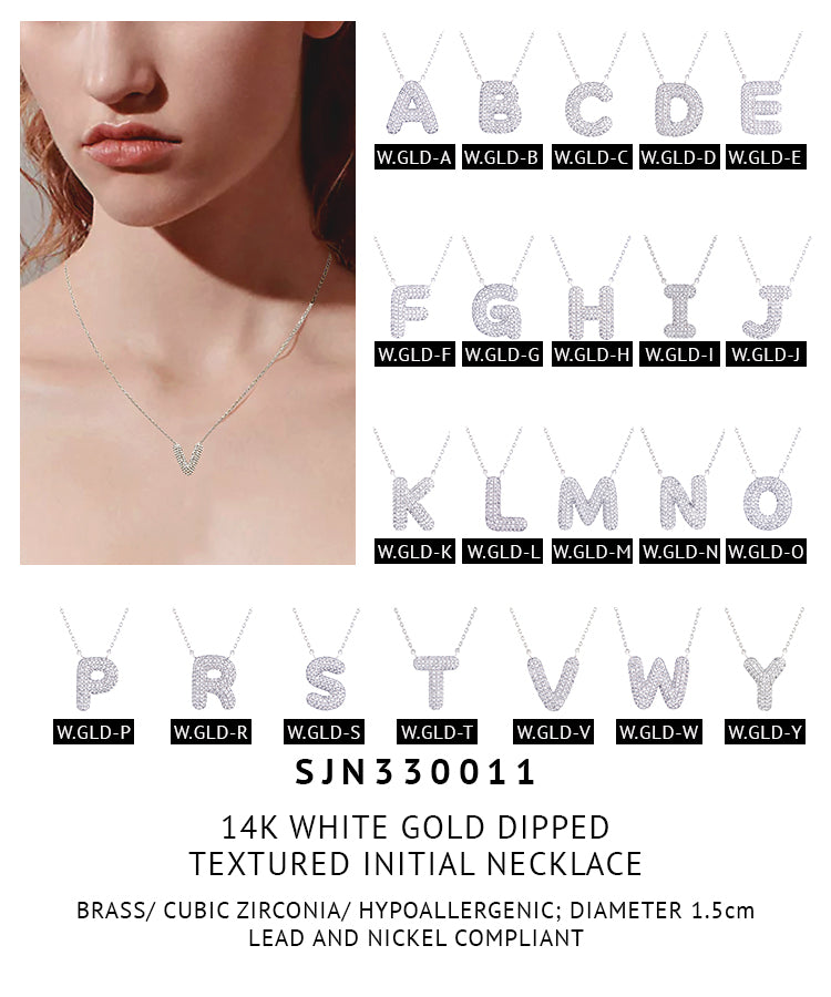 14K Gold Dipped Textured Initial Necklace