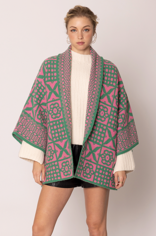 Tile Pattern Knit Cardigan