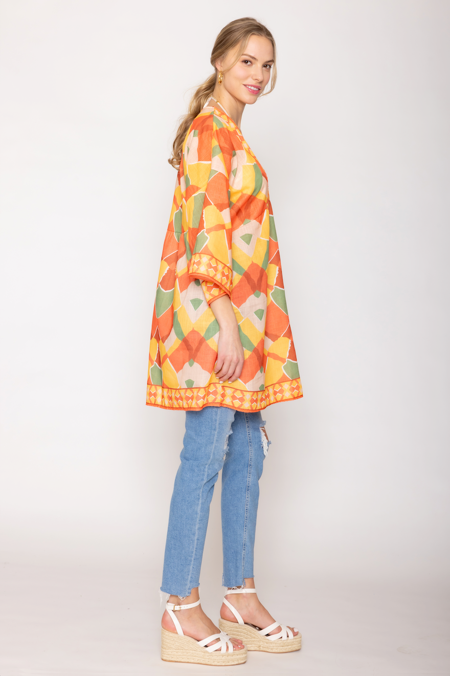 Geometric Print Poncho