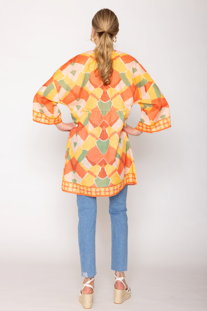 Geometric Print Poncho
