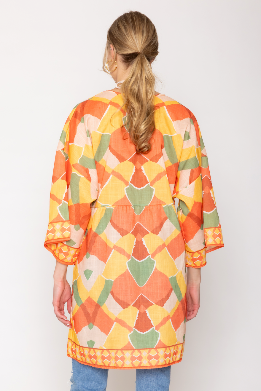 Geometric Print Poncho