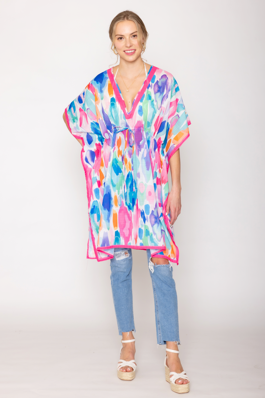 Watercolor Print Poncho