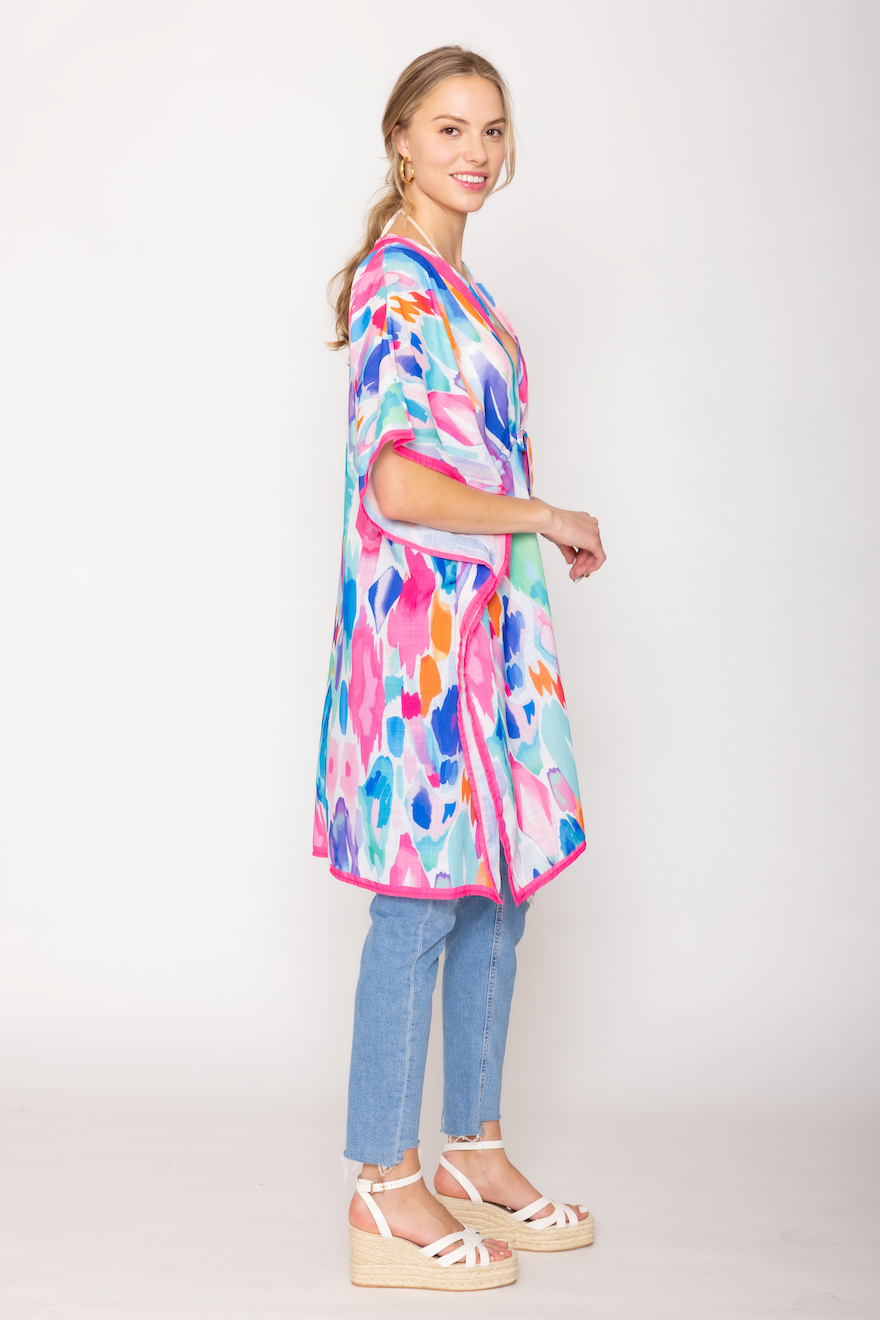 Watercolor Print Poncho