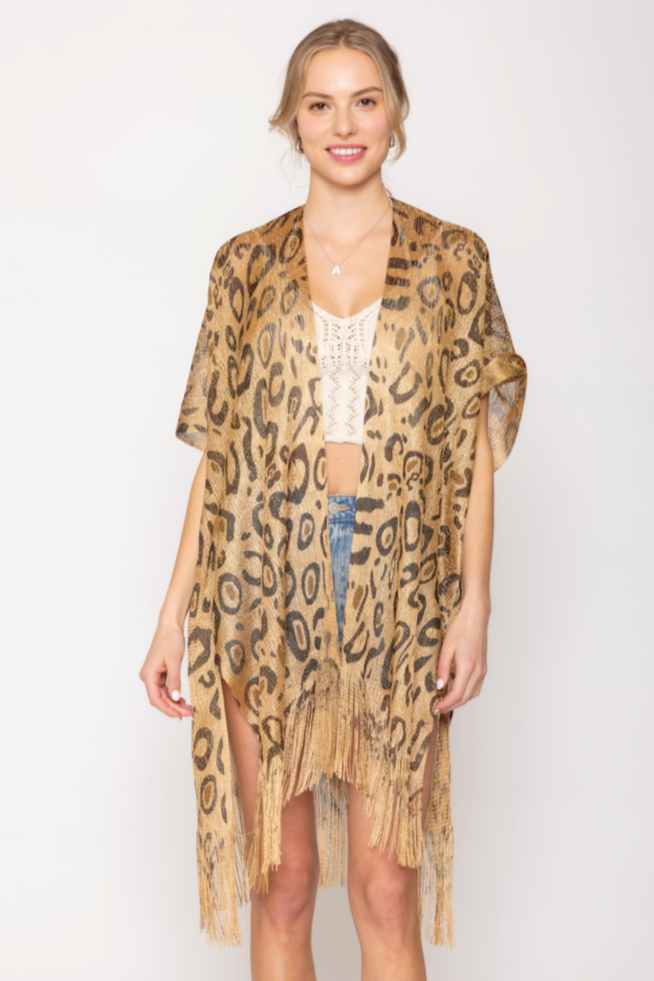 Leopard Lurex Kimono