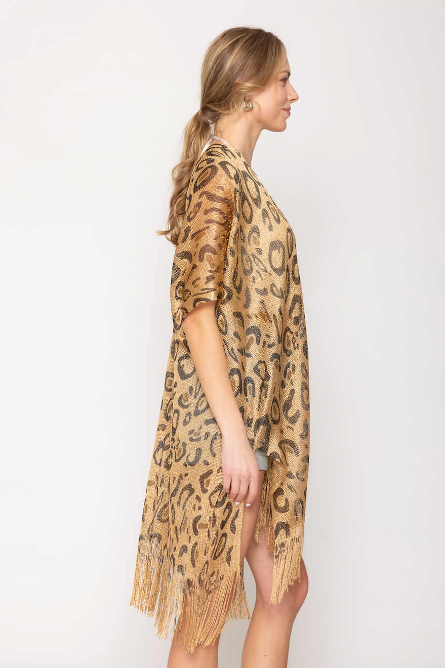 Leopard Lurex Kimono