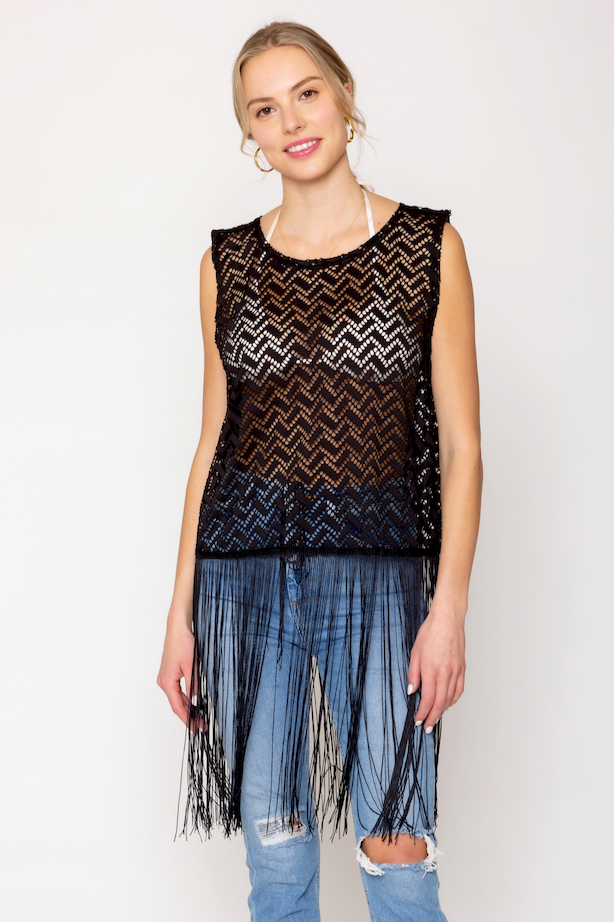 Crochet Poncho with Fringe