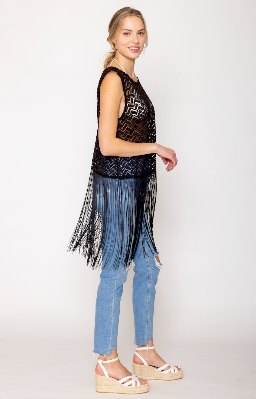 Crochet Poncho with Fringe