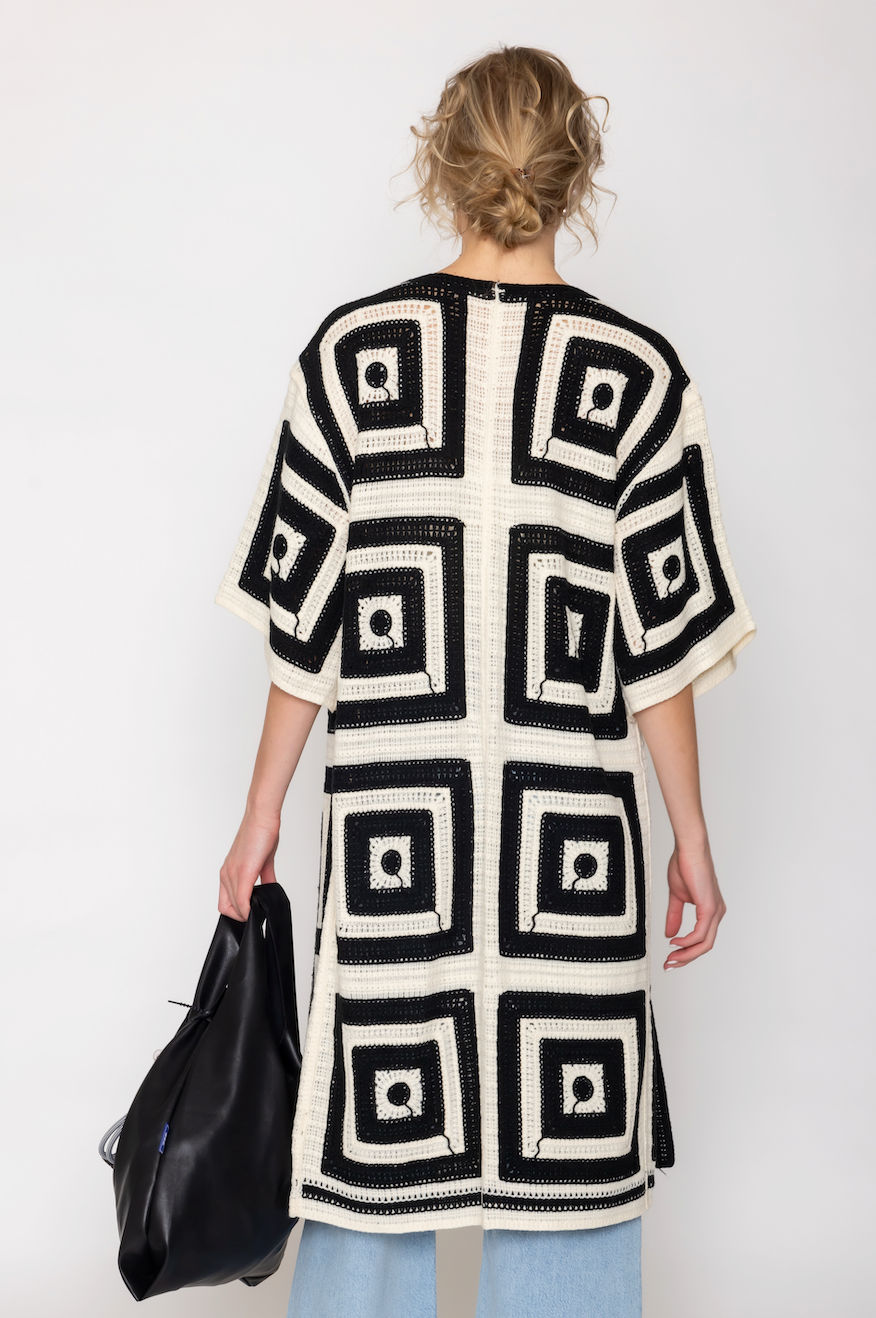 Square Pattern Crochet Cardigan