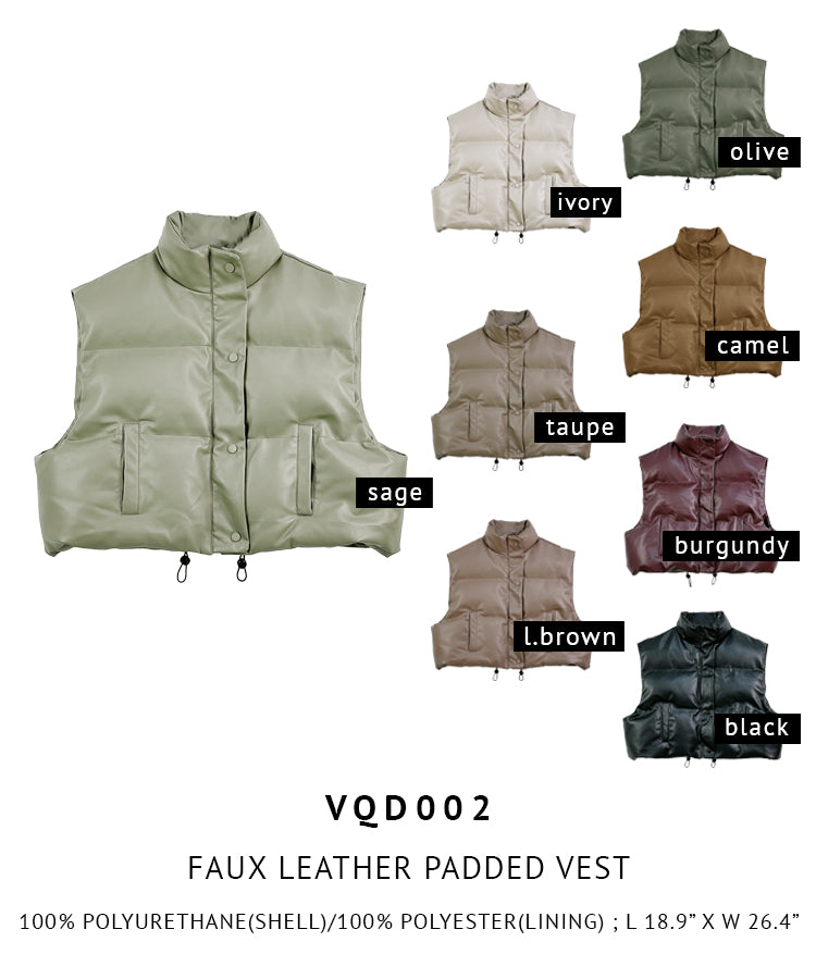 Faux Leather Padded Vest
