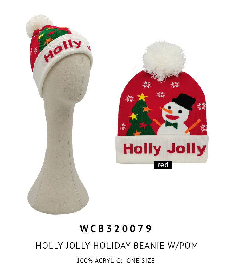 Holly Jolly Holiday Pom Beanie