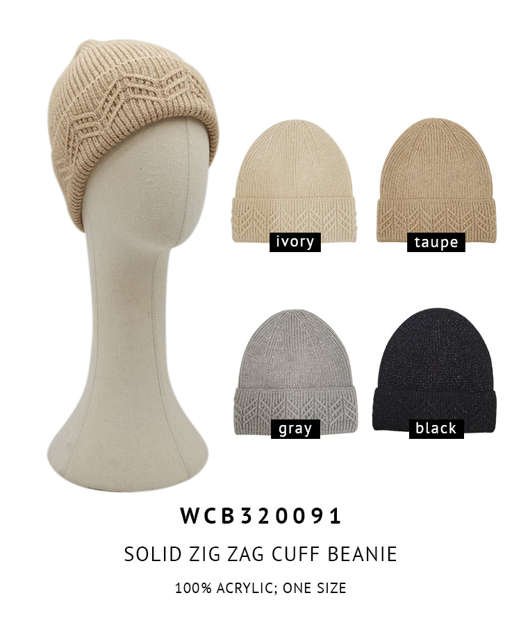 Solid Zig Zag Cuff Beanie