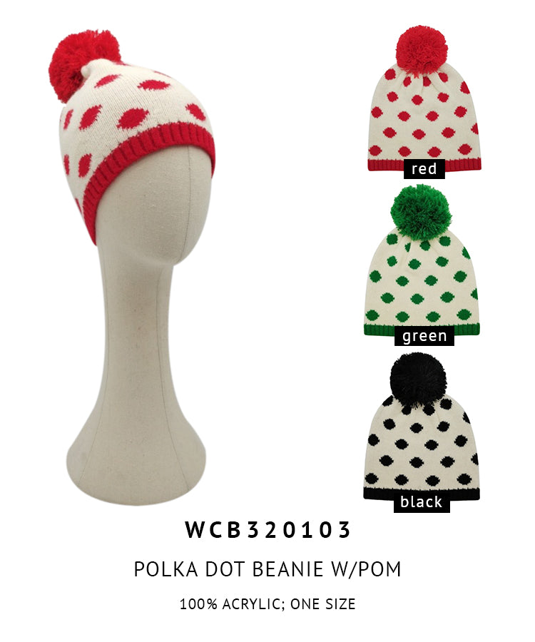 Polka Dot Pom Beanie