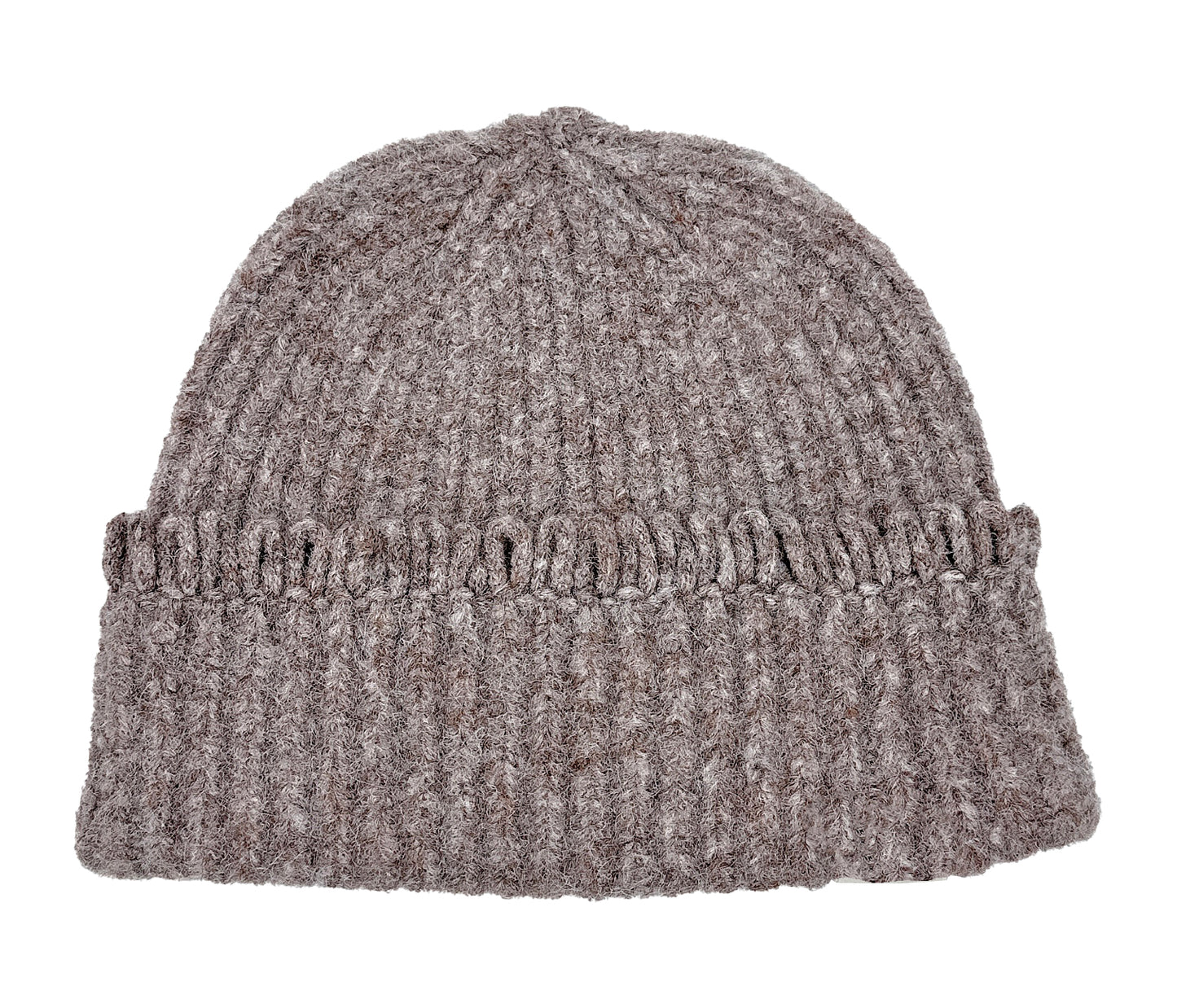 Chunky Ribbed Knit Beanie with Loop Trim