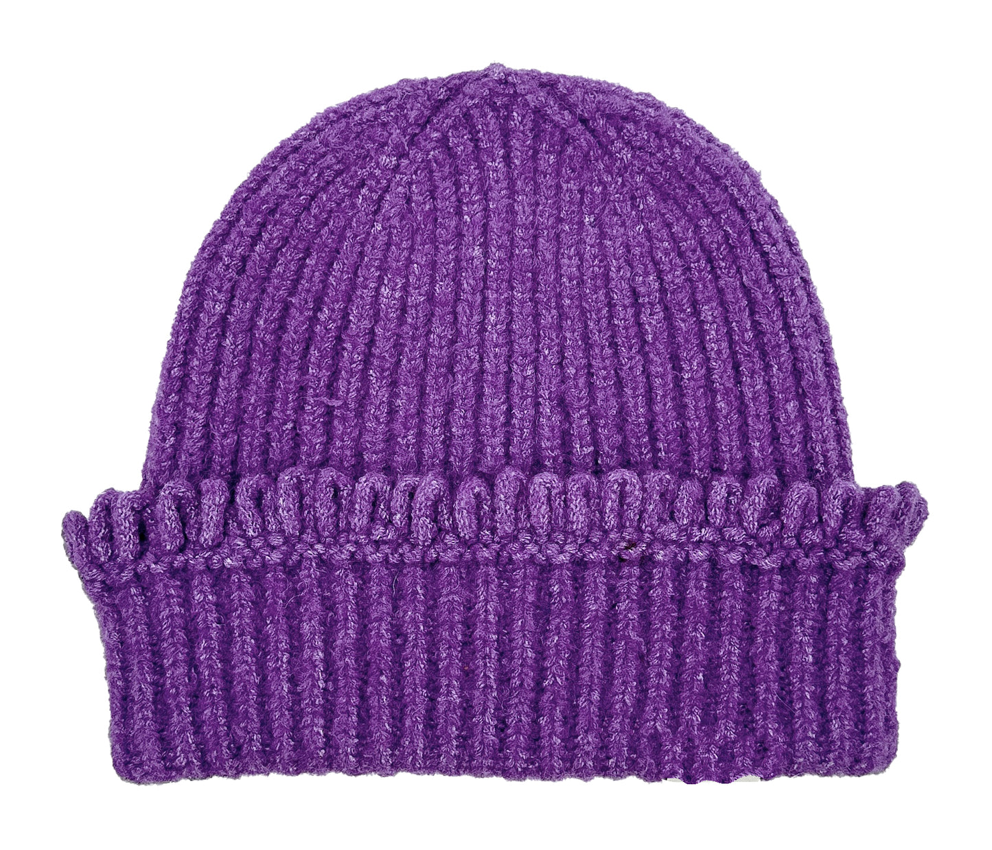 Chunky Ribbed Knit Beanie with Loop Trim