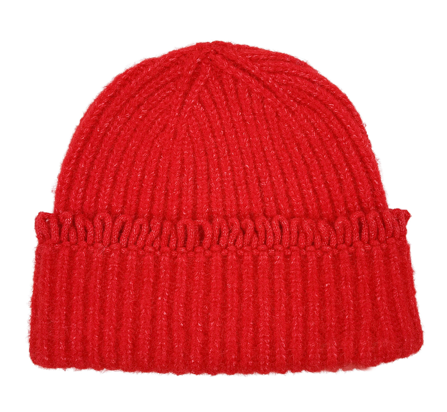 Chunky Ribbed Knit Beanie with Loop Trim