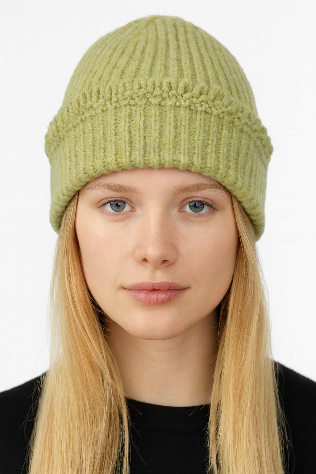 Chunky Ribbed Knit Beanie with Loop Trim