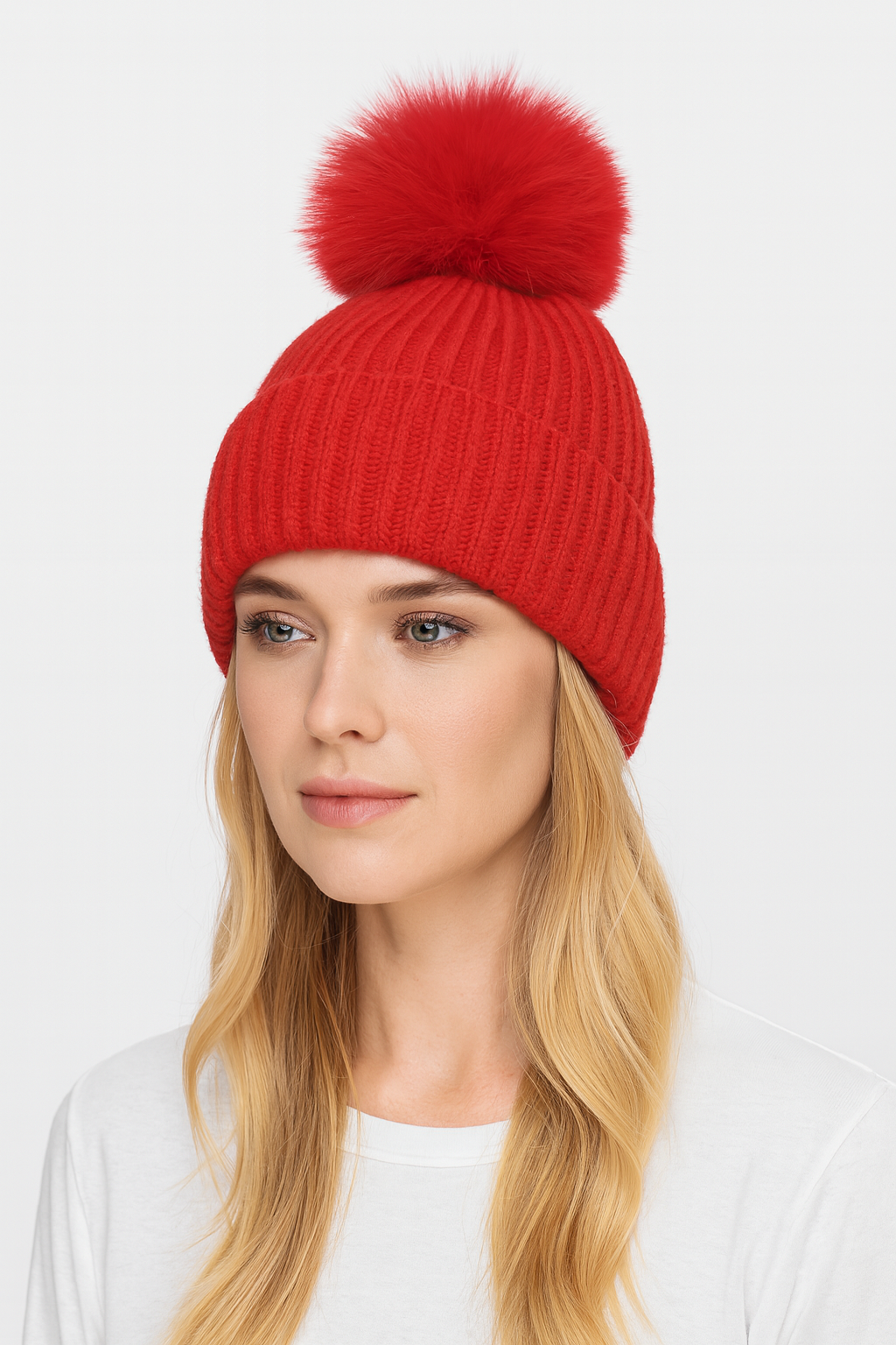 Solid Beanie with Pom