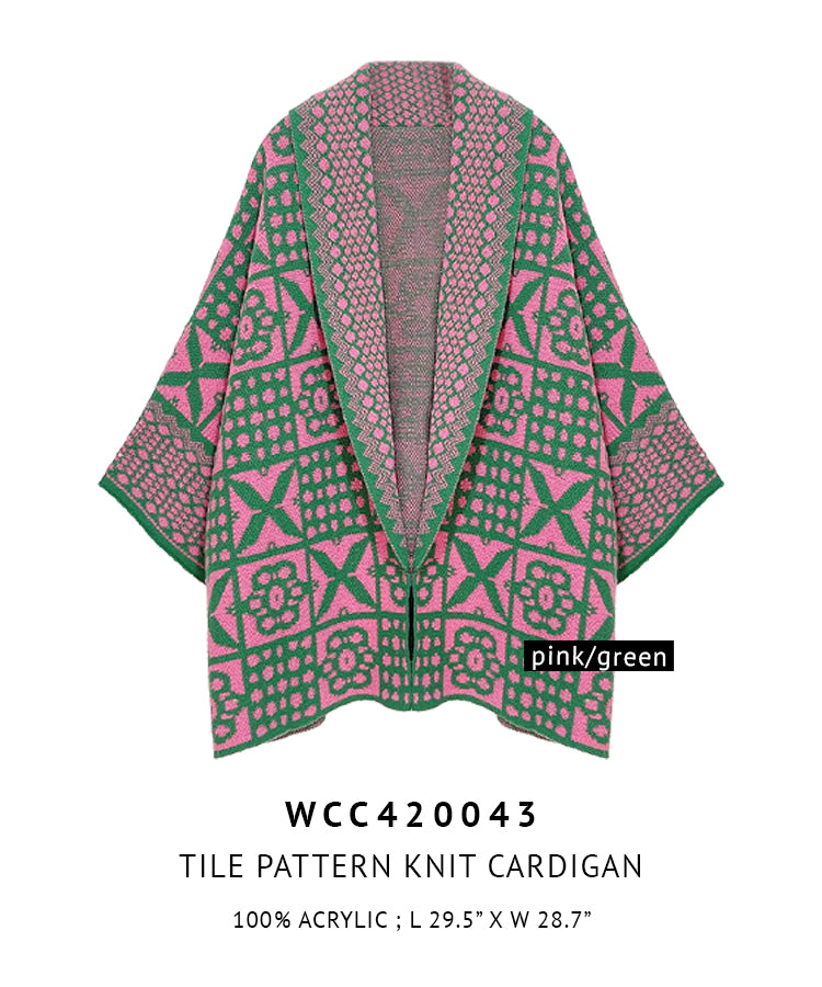 Tile Pattern Knit Cardigan