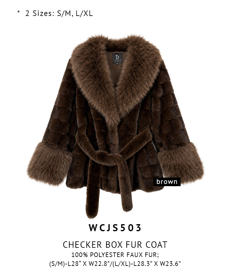 Checker Box Fur Coat