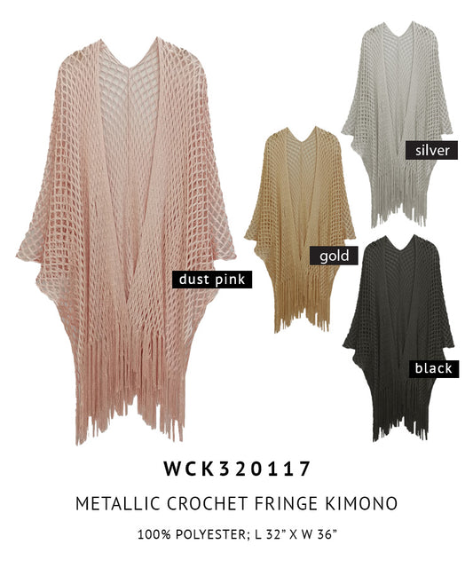 Metallic Crochet Fringe Kimono