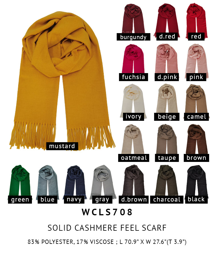 Solid Cashmere Feel Scarf