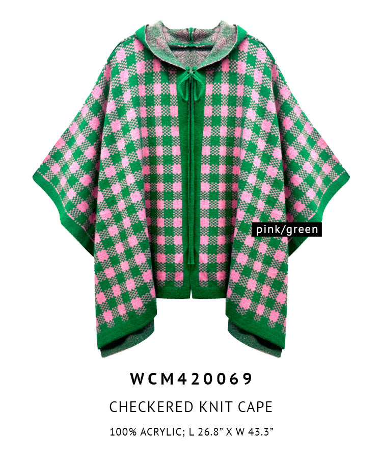 Checkered Knit Cape