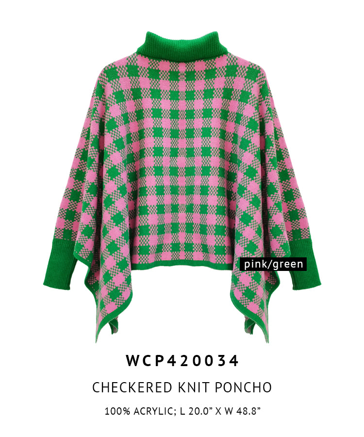 Checkered Knit Poncho